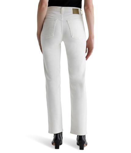 AG Women's Brinley Mid Rise Straight in Powder2