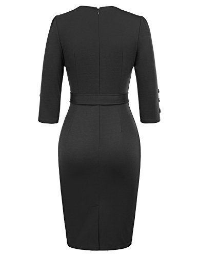 Women's 50S 60S Vintage Sexy Fitted Office Pencil Dress Xxl Black #TOP1
