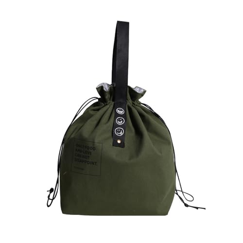xolear Sac Repas Isotherme, Petit Sacs à Lunch avec Cordon de Serrage, Lunch Bag Pliable, Grande Capacité, Portable Bento Réutilisable pour Ecole, Bureau, Plein Air (Vert)