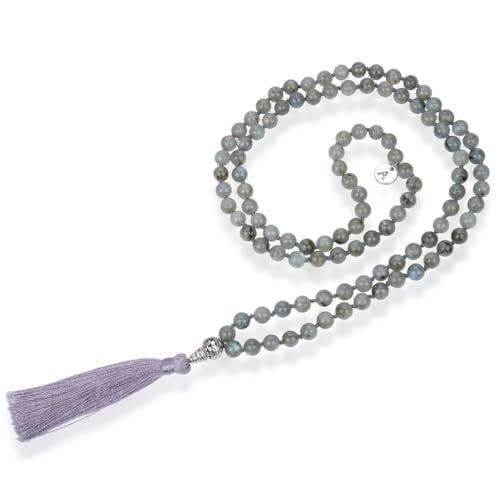 Adabele Premium 108 Mala Beads Malas Necklace - Natural Healing Gemstone Tibetan Buddhist Japa Prayer Meditation Reiki Chakra Stone Quartz Rock Women Men Jewelry