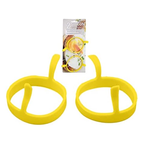 2Pcs Silicone Egg Rings, Non Stick Moulds, Temperature Resistance Upto -40 to +230℃, Reusable, Food-Grade Silicone, BPA Free (Yellow) Cover
