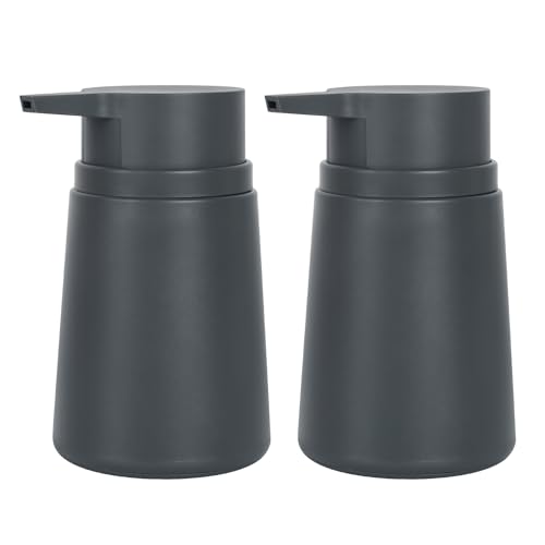 Topsky Soap Dispenser with Plastic Pump, 320ml Liquid Hand Soap Dispenser, Rustproof Pump for Kitchen & Bathroom, Great for Lotions, Essential Oil, Liquid Soaps, 2 Pack (Grey)