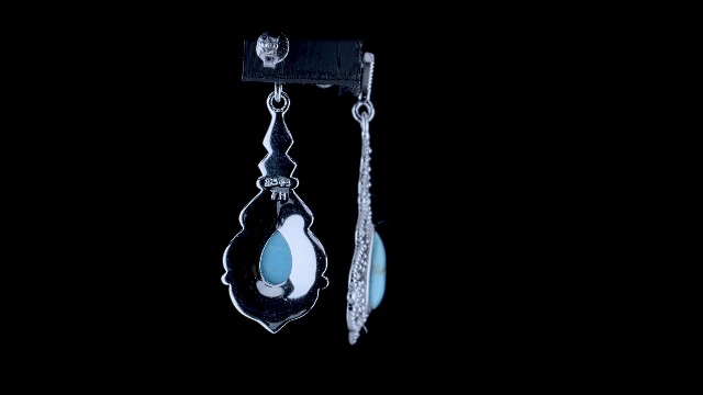Orecchini Pendenti A Lampadario In Argento 925 Con Turchese Stabilizzato E Marcasite - Pietra Di Dicembre, Stile Vintage Western
