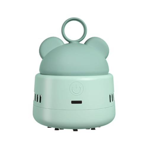 Zmol Mini Desktop Vacuum Cleaner with USB Charging, Cleaning Brush, Bear Head Ring for Easy Grip, 360° Swivel Portable Vacuum Cleaner for Keyboards Office Desks and Other Dusty Debris