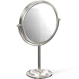 Deco Brothers Makeup Mirrors with Stand, 8 Inch Double Sided with 7X Magnification, Nickel