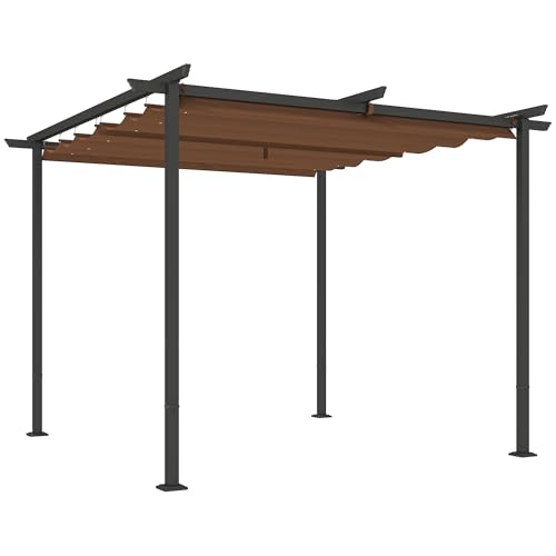 Outsunny Pergola Jardin extérieur 3 x 3 m pergola rétractable coulissante, tonnelle de Jardin en...
