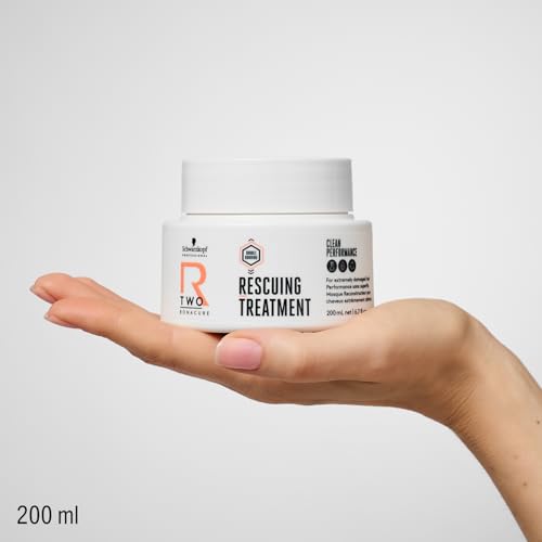 Schwarzkopf Professional Bonacure R-TWO Rescuing Treatment For Extremely Damaged Hair Vegan Formula Double Bonding Technology Less Hair Breakage Detangling Nourishing Improved Combability 200 ml