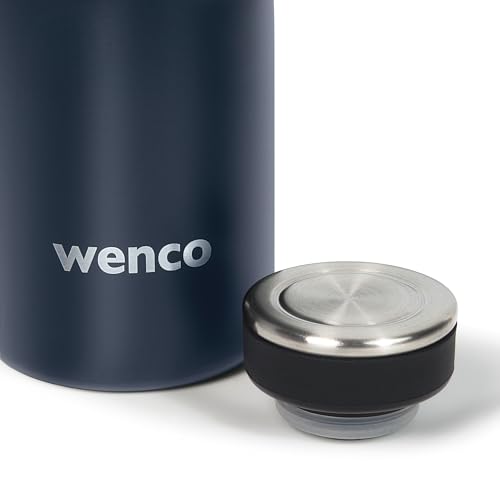 wenco Trinkflasche Edelstahl 0,35l / 350ml isoliert und auslaufsicher für kalte und heiße Getränke auch als Thermoskanne verwendbar BPA frei – blau, Dunkelblau