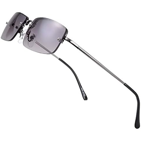 The Fresh Minimalist Small Rectangular Sunglasses Clear Eyewear Spring Hinge - Gift Box Package (205-Gun grey, Gradient Grey, 51) Cover