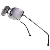 The Fresh Minimalist Small Rectangular Sunglasses Clear Eyewear Spring Hinge - Gift Box Package (205-Gun grey, Gradient Grey, 51)
