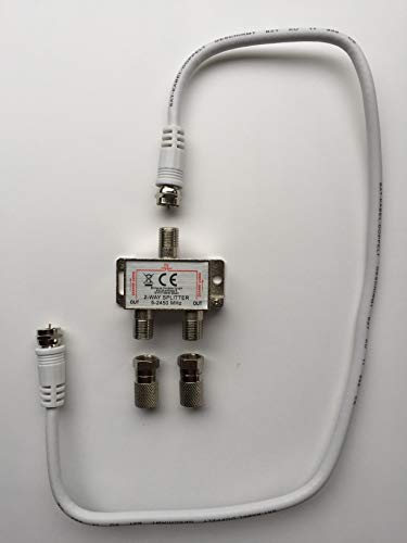 2-Fach SAT Verteiler mit 0,5m SAT Kabel und 2X 7,5mm F-Steckern Cover