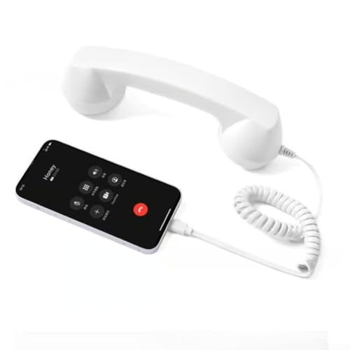 Marchfunny Combiné de téléphone rétro avec connexion filaire de type C compatible avec iPhone,...