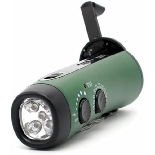 Kwueiit防災ラジオ AM/FMラジオ ラジオライト 多機能 小型ダイナモ LED懐中電灯 5個LED 高輝度 手回し/USB充電可 緊急アラーム 非常時