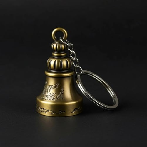 Image of Techpro Metal Guardian Bell For Bike Tibetan Key Chain Good Luck Key Chain For Bike Key Ring Guardian Bell Keychain, Bronze