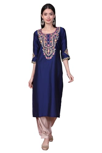 Kurta droite brodée avec finitions Zari Work de la marque Aurelia