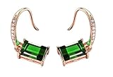 KnSam Pendientes de oro rosa de 18 quilates, joyas de oro auténtico, pendientes clásicos para mujer con laboratorio creado con turmalina de 1,6 quilates, color rojo, moissanita, pendientes vintage