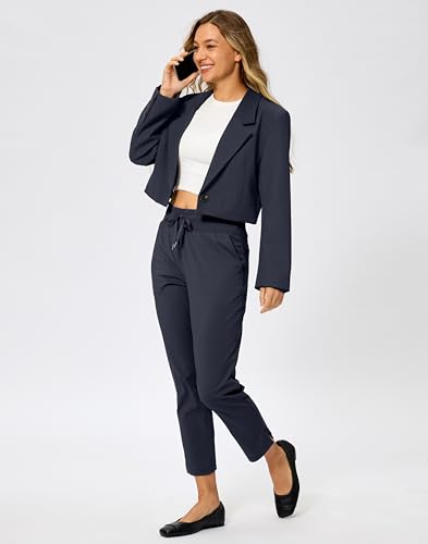 Soothfeel Women's Pants with 4 Pockets 7/8 Stretch High Waisted Sweatpants Travel Athletic Work Golf Pants for Women