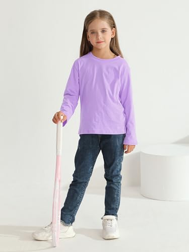 Image of 4 Pack Girls Long Sleeve Shirts Cotton T-Shirts Tagless Kids Tees Clothes