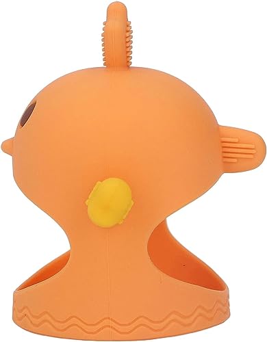 手動おしゃぶり、かわいいひよこの形、安全で使いやすいゆでたおしゃぶり、1日あたり2個のおしゃぶり付きシリコーンおしゃぶり (オレンジ)