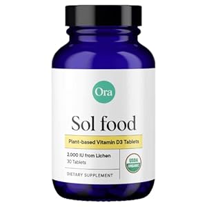 Ora Organic Vitamin D3 2000IU – Vegan Vitamin D from Lichen for Bone Health, Immune Support, & Mood | Maximum Absorption – 1 Month Supply, 30 Vegan Tablets