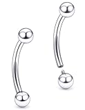 Rmsnxnnz 12G Internal Thread G23 F136 Titanium PA Ring Piercing Jewelry Bent Curved Barbell Vertical Labret Lip Jewelry Monster Screwball Rings Piercing Jewelry 12 Gauge Earrings for Women Men 12MM