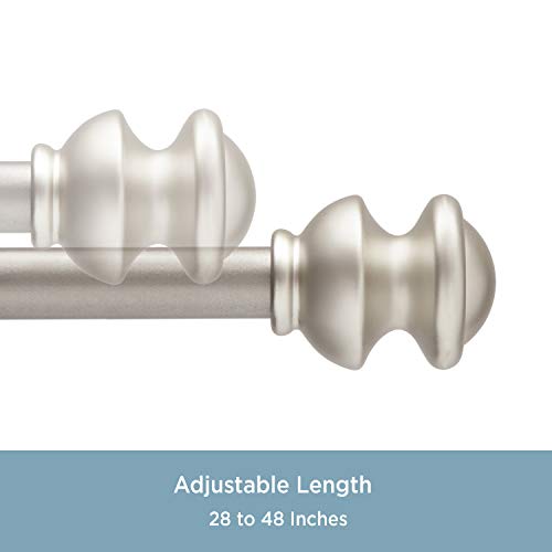 Kenney DAZ71621 Kn71716 Kendall Knob End Standard Decorative Window Curtain Rod, 28-48 Inch Adjustable Length, Brushed Nickel Finish thumb #3