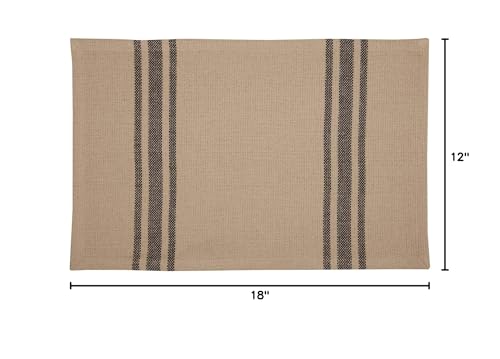 Mill House Stripe Black Placemats Set of 4 Farmhouse Primitive Grain Sack Stripe Fabric Place Mats Beige Black