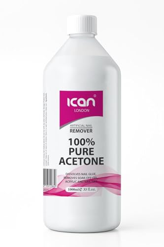 Ican London 100% Pure Acetone Nail Polish Remover UV GEL Soak Off 1litre (1000ml) clear