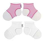 Sock Ons Clever Little Things That Keep Baby Socks On! 2 Pack - Baby Pink & White (6-12 Months)