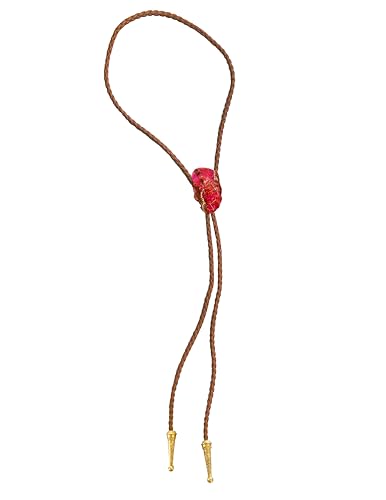 Image of Daisy Del Sol Gemstone Bolo Tie Braided Vegan Faux Leather Natural Stone Gold Handmade Necklace Adjustable Boho Western Jewelry