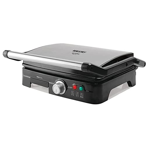 Grill Elétrico Mallory Asteria – Multifuncional, Placas Antiaderentes, 180º de Abertura, Controle de Temperatura 5 Posições- 127V