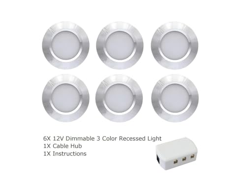 ANYPOWK 12 V LED-Leuchte für Camping, Auto, Boot, Anhänger, dimmbar, 3 Farben, 6 Stück