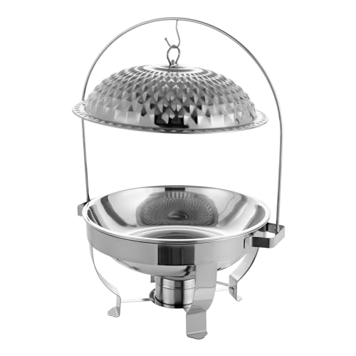 Set di scaldavivande da buffet, in acciaio inox, rotondo, con coperchio appeso, scaldavivande autoportante per catering e sala da pranzo