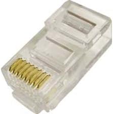 RJ45 2 Prong 50 Micron 8P8C Cat5e Modular Data Plug for Stranded Wire, Pack of 100
