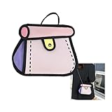 Craoopii Funny 2D Cartoon Crossbody Bag Creative Cute Handbag 3D Style 2D Drawing Canvas Bag for Women & Men (Pink)