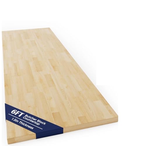 Solid Wood Butcher Block Countertop - Unfinished Birch Slab Counter Top Wooden Table Top for DIY Kitchen Island