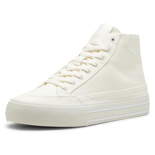 PUMA Tênis masculino Court Classic Vulc Mid, Branco quente - branco puma, 41