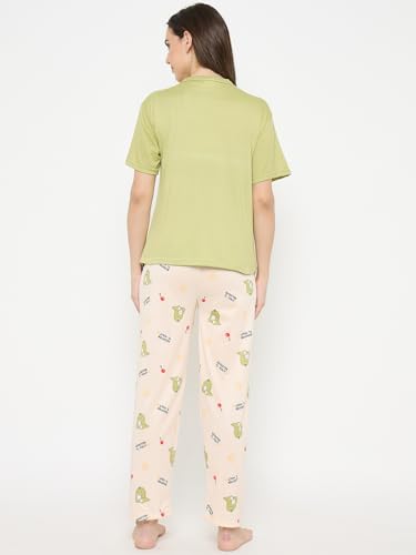 Image of CAMEY Women's Printed Pyjama Set, Short Sleeve T-Shirt and Trousers, Women Nightsuit, Loungewear Sets