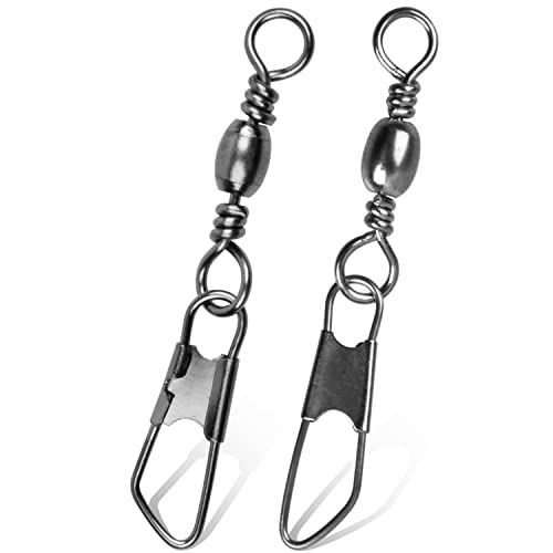 Fusigo Fishing Snap Swivel Saltwater, 110Pcs High Strength Fishing Barrel Line Connector Fishing Swivels Barrel Safety Snap Fishing Tackle Accessories #TOP27