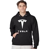 BestSyracuse Tesla Motors Logo Hoodie Sweatshirt Black Long Sleeve Pullover (Small, White Logo)