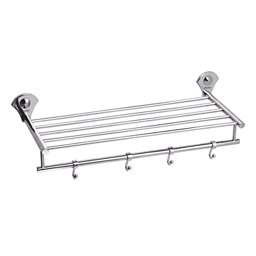 Image of Ruhe Towel Rack Stand /Holder | Feather Series Premium Grade Stainless Steel Wall Mounted Round Towel Rack /Towel Stand /Towel Holder | (Chrome Finish) | Pack of 1