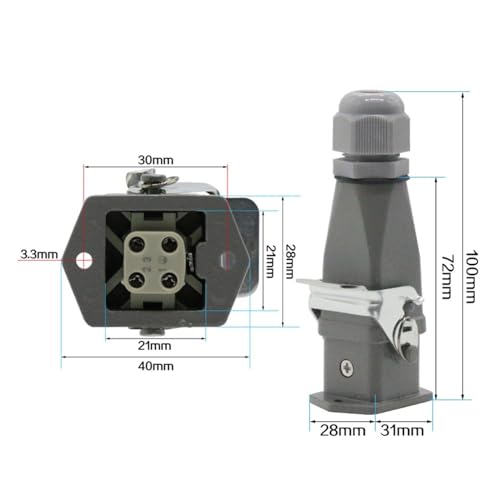 Enchufe de aviación de pasillo caliente HA-004-2 conector resistente 4 pines 10A 250V 3