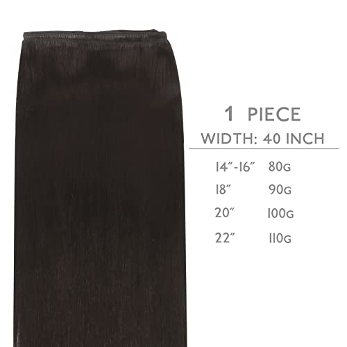 Wennalife Sew In Hair Extensions Real Human Hair, 22 Inch 110G Natural Black Machine Weft Hair Extensions Human Hair Hand Tied Weft Hair Extensions Sew In #TOP1