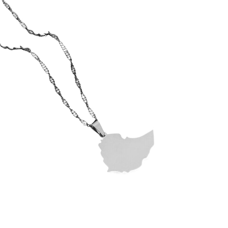 UBBVPKY Collier Avec Pendentif Carte De L'Éthiopie Et De L'Afrique Bijou Tendance Design Géométrique Brillant Style Ethnique Creux Idéal Pour Homme Et Femme.