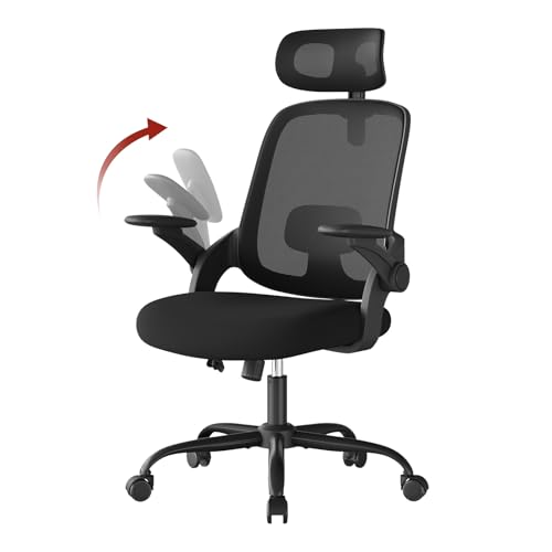 WOLTU Silla Oficina Ergonómica con Soporte Lumbar, Silla Escritorio con Respaldo Reclinable y Reposabrazos Ajustables, en Malla Transpirable, Negro