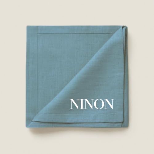 Toalla De Mesa Personalizable 100 Lino Fabricada En Francia Azul