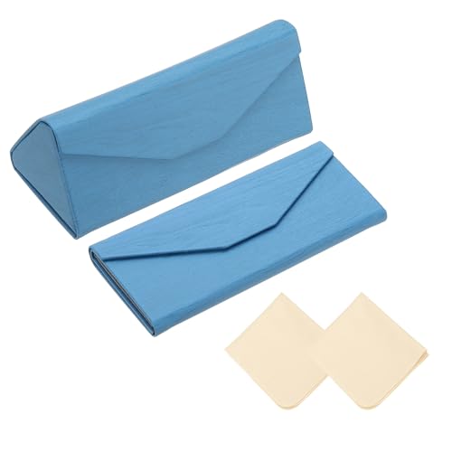 Image of PATIKIL Foldable Glasses Case, Triangle Magnetic Sunglasses Organizer Case PU Leather Eyeglass Case with Cloth for Glasses