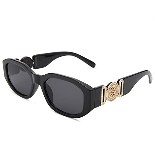 Hycredi Rectangle Sunglasses for Women Men Retro Driving Glasses 90’s Vintage Fashion Irregular Frame UV400 Protection