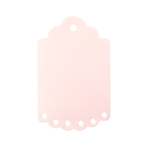 LWR CRAFTS 100 Hang Tags Scalloped Top and Bottom Rectangle with Jute Twines 100ft (2 3/4" x 1 3/4", Sakura Pink)