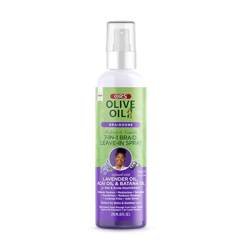 ORS Olive Oil Braidzone 7-In-1 Braid Leave-In Spray with Lavender, Acai & Batana Oil for Hair &...